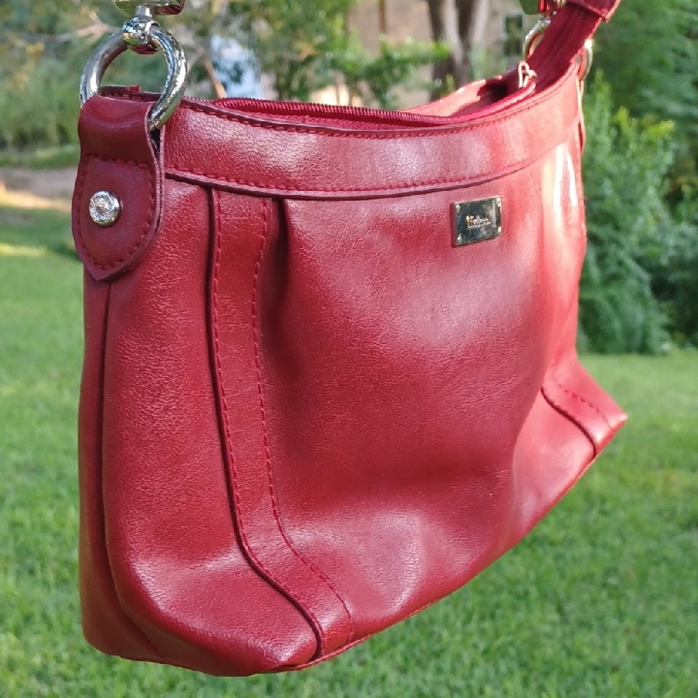 Red Leather Like Shoulder Bag